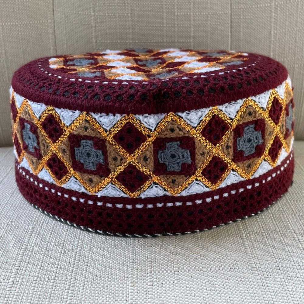 Handmade Men Hat Embroidery Cultural Round Cap Sindhi Hat New - Picture 6 of 10